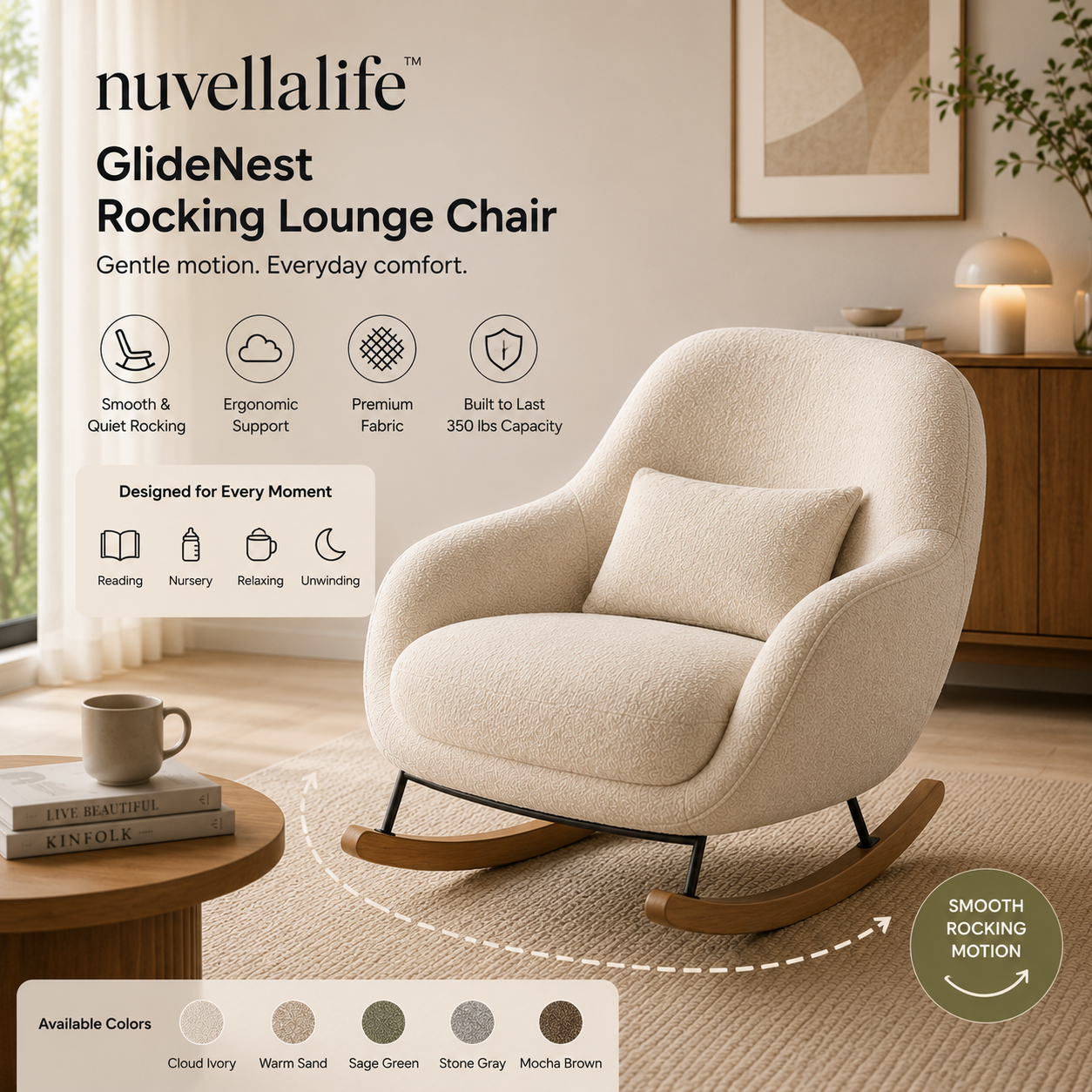 nuvellalife™ GlideNest Rocking Lounge Chair