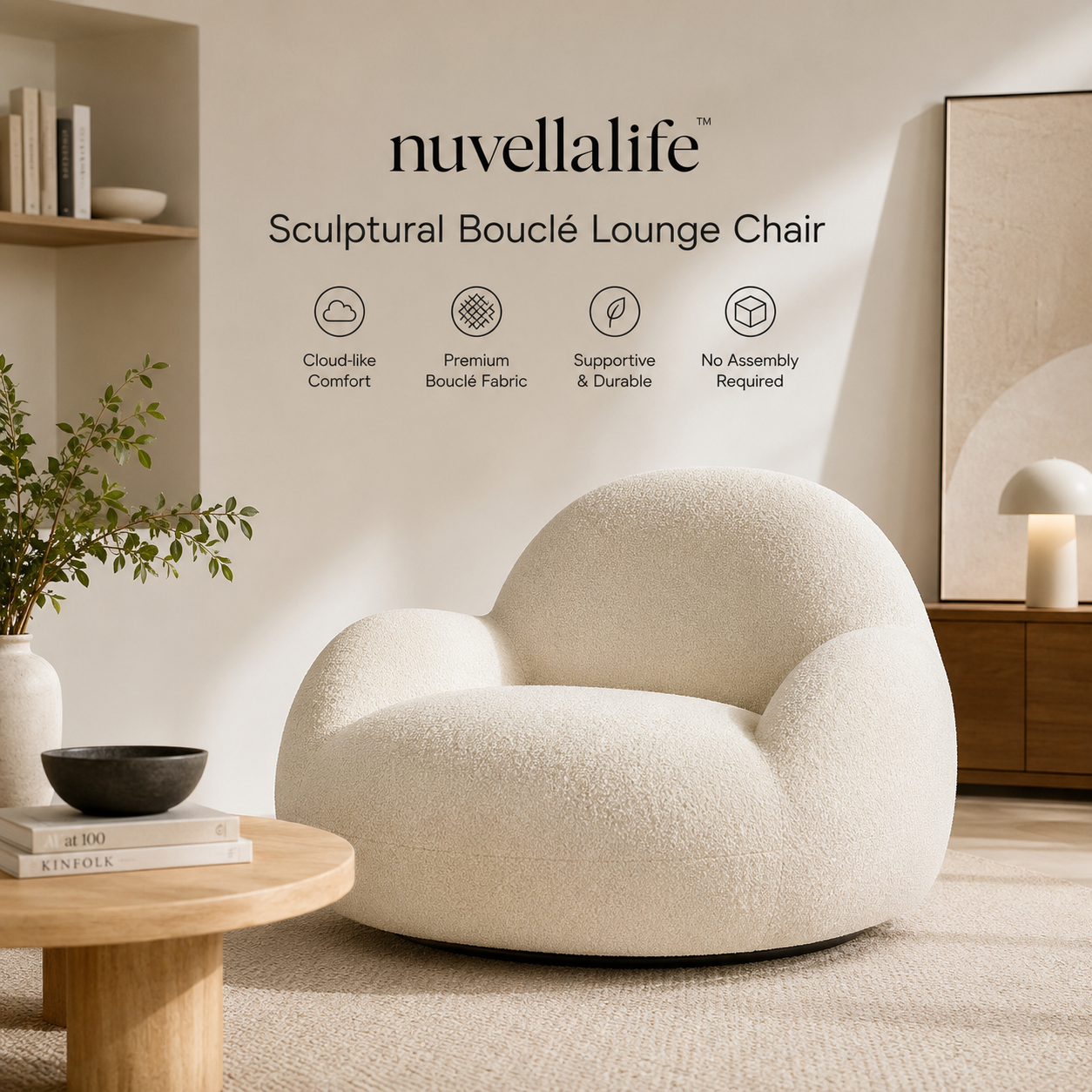 nuvellalife™ Sculptural Bouclé Lounge Chair